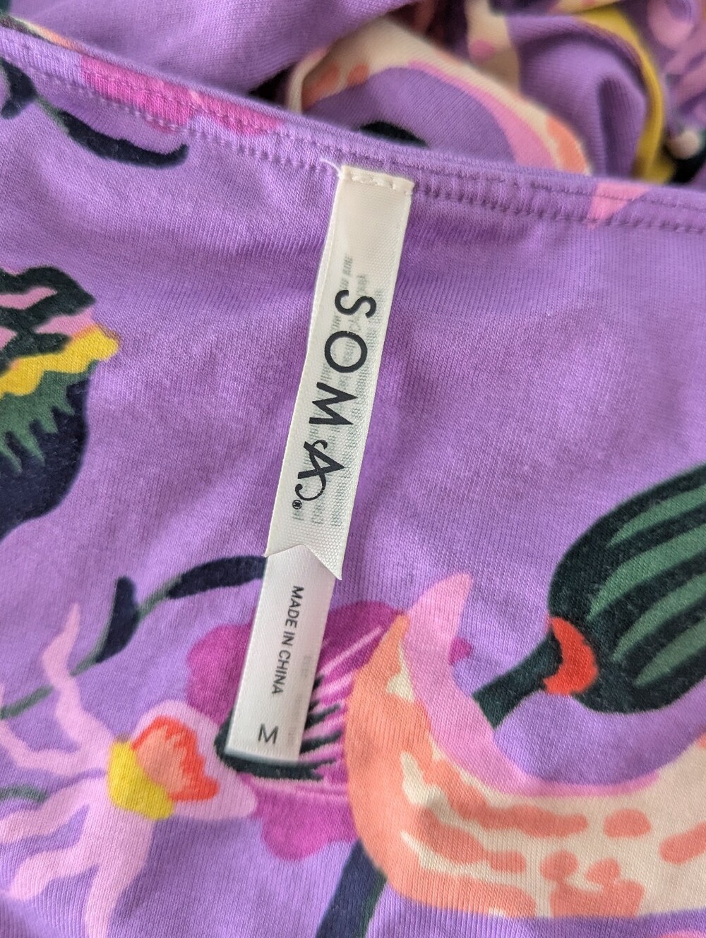 Soma Purple Floral Print Draped Empire Jersey Dress - Picture 6 of 13